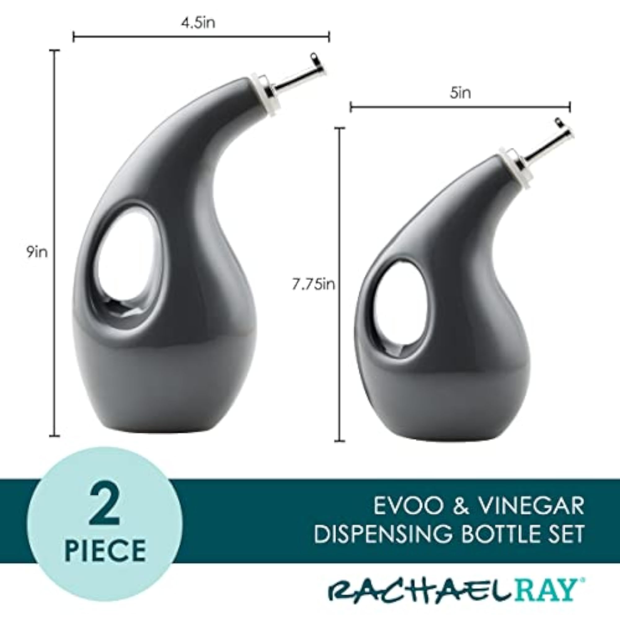Ceramic EVOO Oil and Vinegar Dispensing Bottle Set, 2 Piece